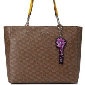 Karl Lagerfeld Brown Tote with Yellow Accents